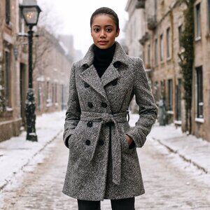 Blu:pepe Vintage Trench Coat with Belt Size Small Double Breasted